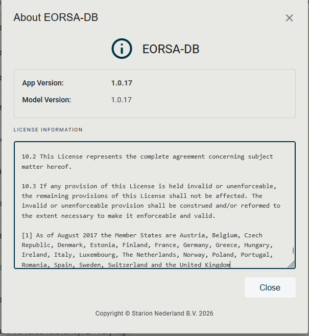 Screenshot of the Information / About page with the two information panels